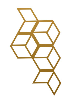 Dekoracja ścienna metalowa na rośliny pnące Trejaż Cube S 35x61 cm - złoty