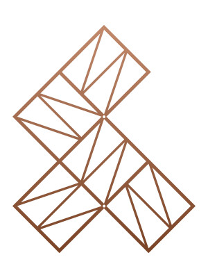 Dekoracja ścienna metalowa na rośliny pnące Trejaż Zigzag S 58x58 cm - miedziany