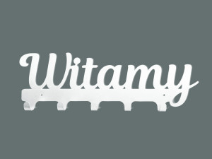 Wieszak metalowy na ubrania Witamy 40 cm - biały matowy