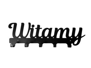 Wieszak metalowy na ubrania Witamy 40 cm - czarny mat