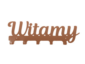 Wieszak metalowy na ubrania Witamy 40 cm - miedziany