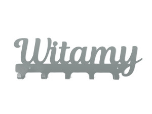 Wieszak metalowy na ubrania Witamy 40 cm - srebrny