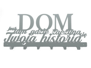Wieszak metalowy na ubrania Dom jest… 60 cm - srebrny
