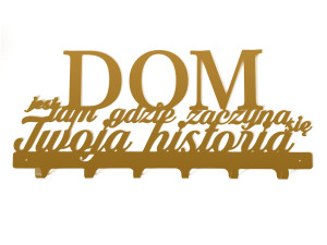 Wieszak metalowy na ubrania Dom jest… 60 cm - złoty
