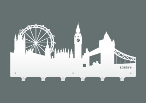 Wieszak ścienny na ubrania Miasto 60 cm - biały matowy