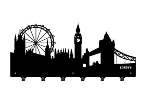 Wieszak ścienny na ubrania Miasto 60 cm - czarny mat