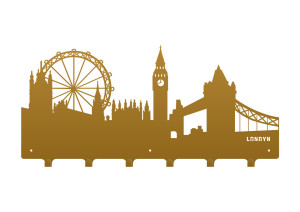 Wieszak ścienny na ubrania Miasto 60 cm - złoty