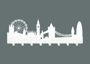 Wieszak metalowy miasto Londyn 80 cm - biały matowy