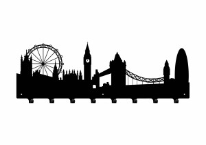 Wieszak metalowy miasto Londyn 80 cm - czarny matowy