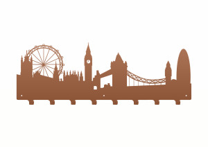 Wieszak metalowy miasto Londyn 80 cm - miedziany