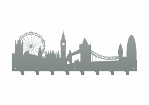 Wieszak metalowy miasto Londyn 80 cm - srebrny