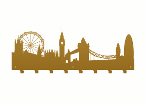 Wieszak metalowy miasto Londyn 80 cm - złoty