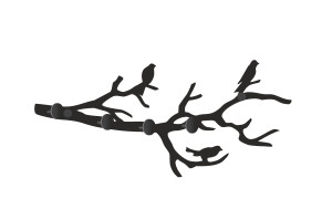 Wieszak metalowy ścienny Gałąź WIE112 40 cm - czarny matowy