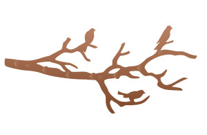 Wieszak metalowy ścienny Gałąź WIE112 70 cm - miedziany