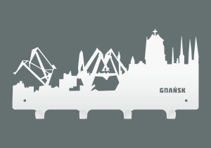 Wieszak metalowy miasto Gdańsk 40 cm - biały matowy