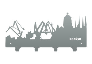 Wieszak metalowy miasto Gdańsk 40 cm - srebrny