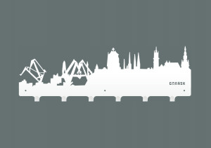 Duży wieszak metalowy Miasto Gdańsk 60 cm - biały matowy