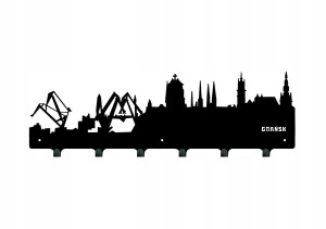 Duży wieszak metalowy Miasto Gdańsk 60 cm - czarny mat