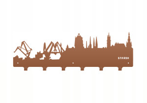 Duży wieszak metalowy Miasto Gdańsk 60 cm - miedziany