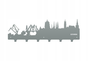 Duży wieszak metalowy Miasto Gdańsk 60 cm - srebrny