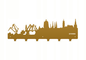Duży wieszak metalowy Miasto Gdańsk 60 cm - złoty