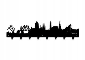 Duży wieszak metalowy Miasto Gdańsk 80 cm - czarny mat