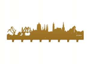 Duży wieszak metalowy Miasto Gdańsk 80 cm - złoty