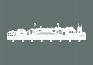 Duży wieszak metalowy Miasto Sopot 80 cm - biały matowy