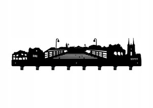 Duży wieszak metalowy Miasto Sopot 80 cm - czarny mat