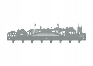 Duży wieszak metalowy Miasto Sopot 80 cm - srebrny
