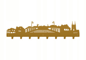 Duży wieszak metalowy Miasto Sopot 80 cm - złoty