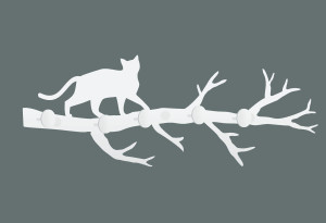 Wieszak metalowy ścienny Gałąź WIE122 40 cm - biały matowy