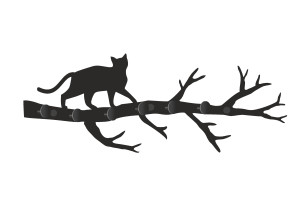 Wieszak metalowy ścienny Gałąź WIE122 50 cm - czarny matowy