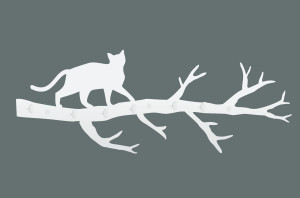 Wieszak metalowy ścienny Gałąź WIE122 70 cm - biały matowy