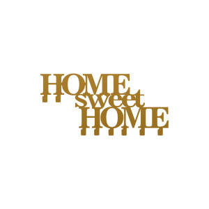 Wieszak metalowy Home sweet home 80 cm - złoty