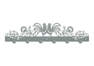 Wieszak metalowy Koguciki WIE167 60 cm - srebrny