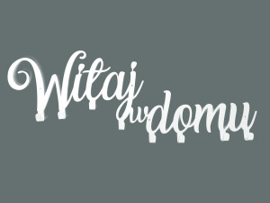 Wieszak metalowy na ubrania Witaj w domu 60 cm - biały matowy