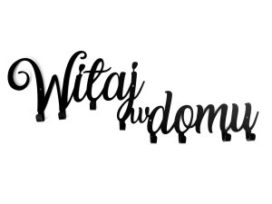 Wieszak metalowy na ubrania Witaj w domu 60 cm - czarny mat