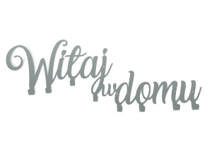 Wieszak metalowy na ubrania Witaj w domu 60 cm - srebrny