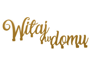 Wieszak metalowy na ubrania Witaj w domu 60 cm - złoty