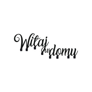 Wieszak metalowy na ubrania Witaj w domu 80 cm - czarny mat