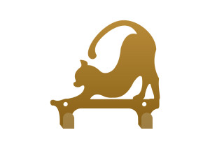 Wieszak metalowy ścienny podwójny Kotek WIE189 - złoty