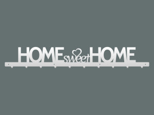 Długi wieszak na kurtki Home sweet home 100 cm - biały matowy