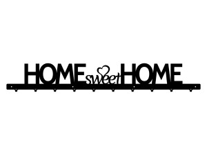 Długi wieszak na kurtki Home sweet home 100 cm - czarny mat