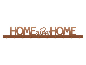 Długi wieszak na kurtki Home sweet home 100 cm - miedziany
