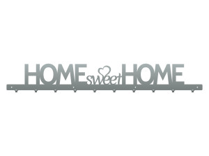 Długi wieszak na kurtki Home sweet home 100 cm - srebrny