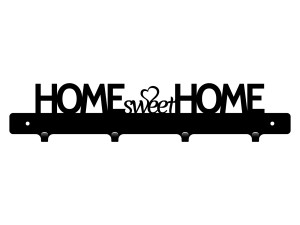 Krótki wieszak na kurtki Home sweet home 40 cm - czarny mat