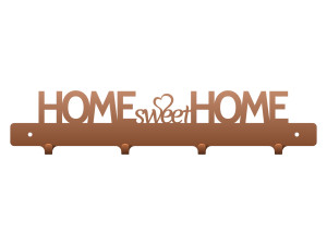 Krótki wieszak na kurtki Home sweet home 40 cm - miedziany