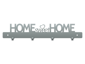 Krótki wieszak na kurtki Home sweet home 40 cm - srebrny