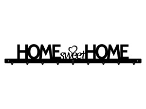 Wieszak na kurtki Home sweet home 90 cm - czarny mat